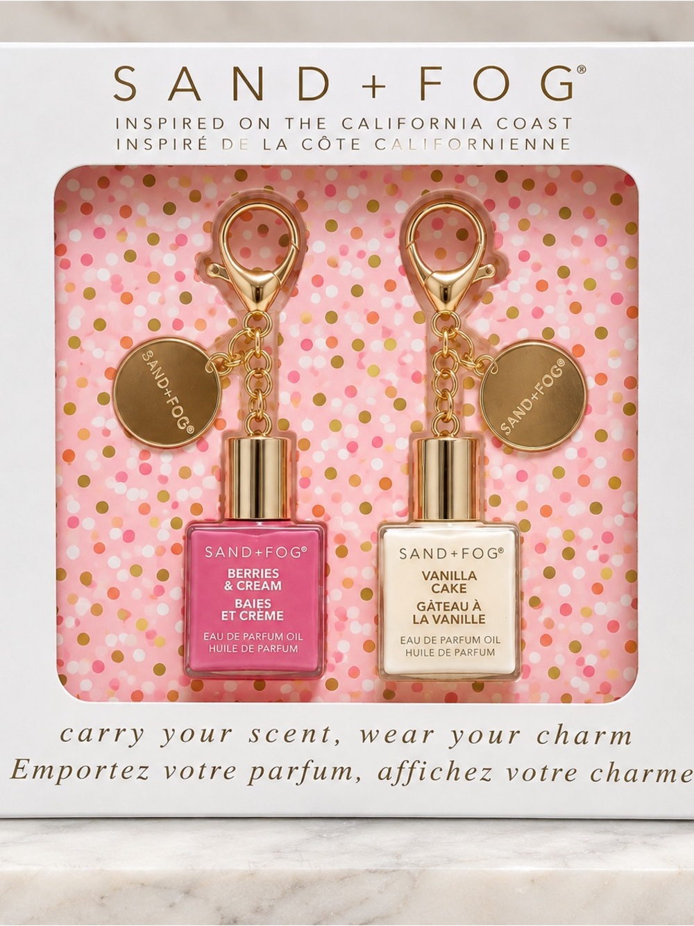 SAND+FOG Berries & Cream + Vanilla Cake Fragrance Oil Keychain Gift Set